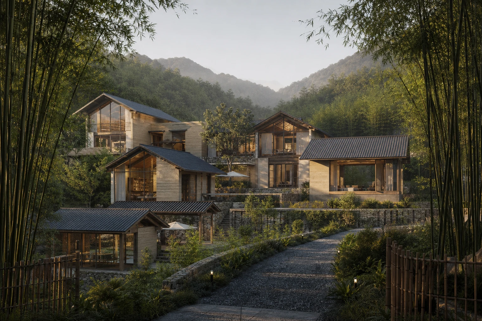 山地庭院民宿概念图 1