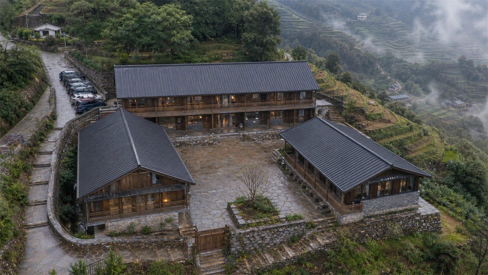 高山围院民宿总体鸟瞰